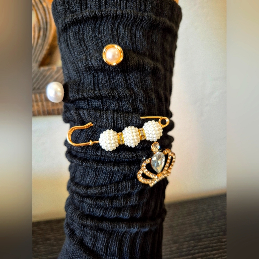 Jeweled Charm Slouch Scrunch Socks New